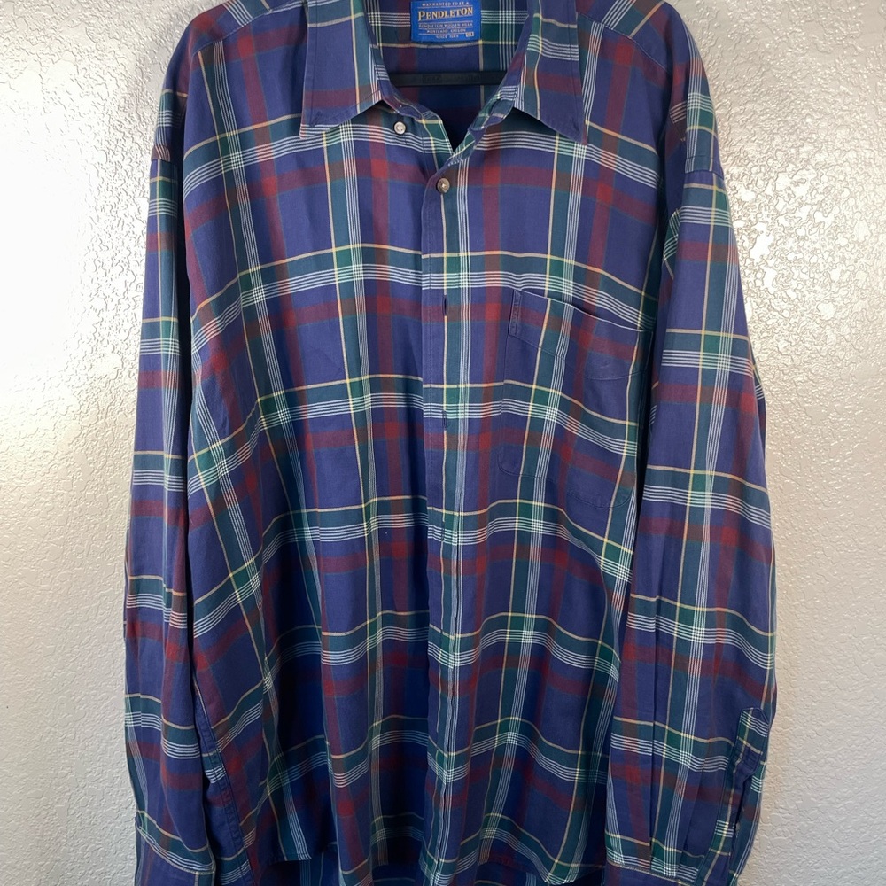 Pendleton Men's Red and Blue Plaid Button Down Shirt